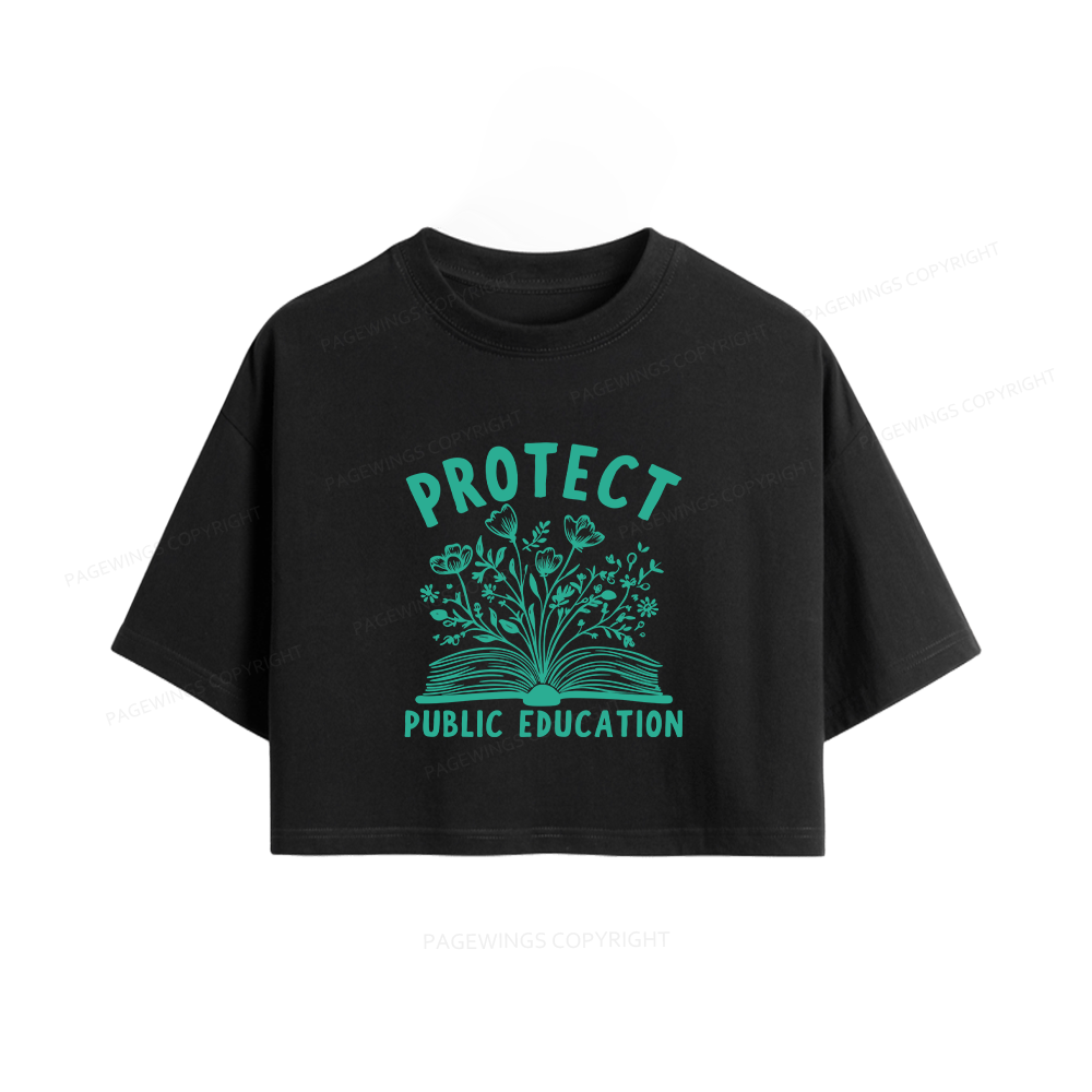 Pagewings Protect Public Education15808 Book Women Crop Tops