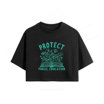 Pagewings Protect Public Education15808 Book Women Crop Tops
