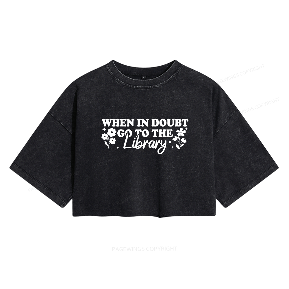 Pagewings Book Lover Women's Washed Cropped T-shirt
