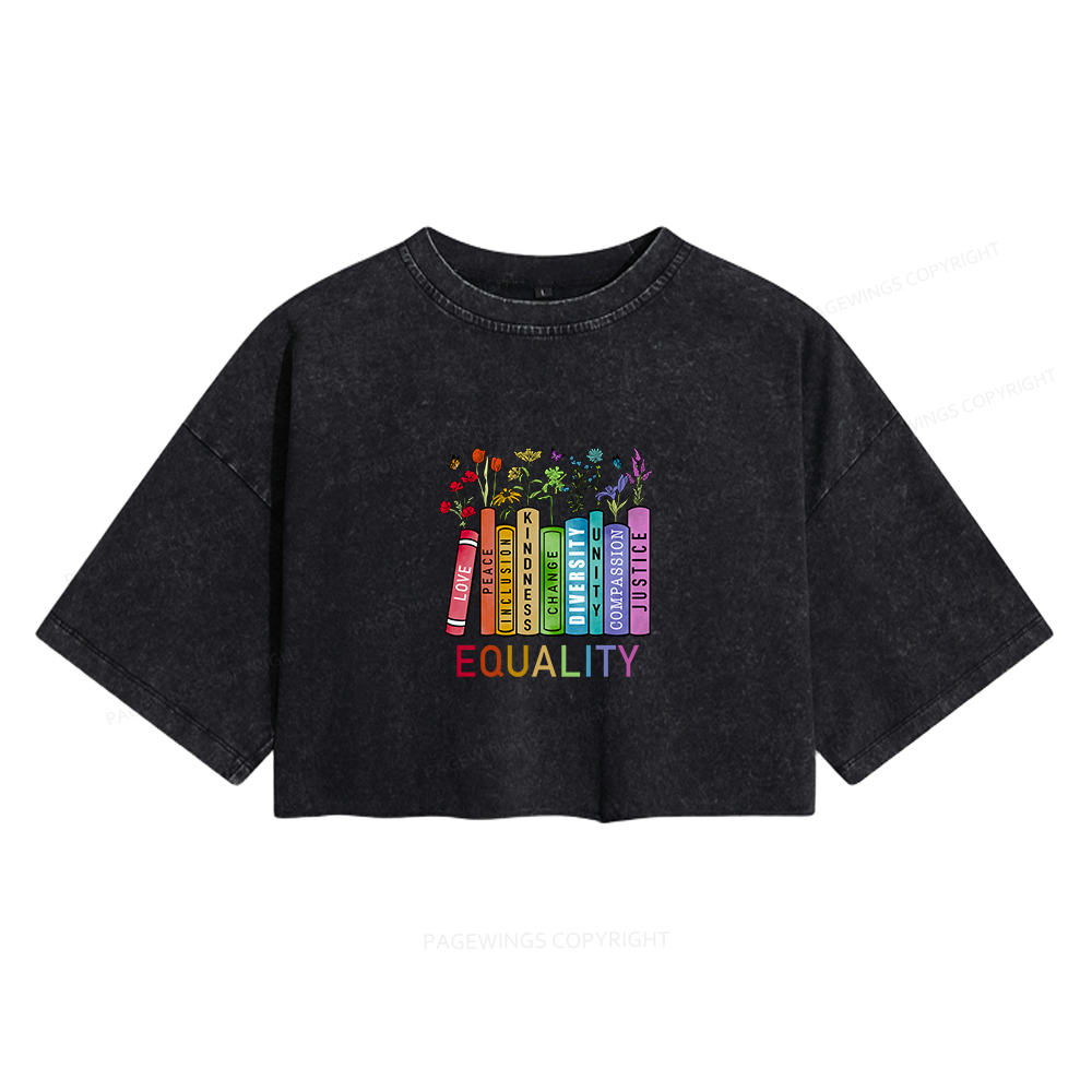 Pagewings Equal Rights Women's Washed Cropped T-shirt
