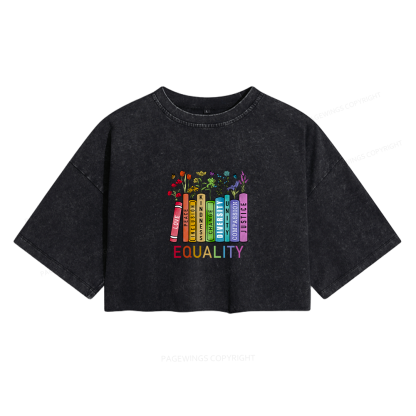 Pagewings Equal Rights Women's Washed Cropped T-shirt