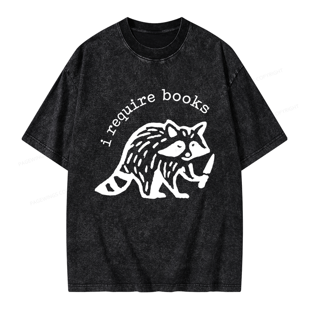 Pagewings I Require Books Unisex Washed T-shirt