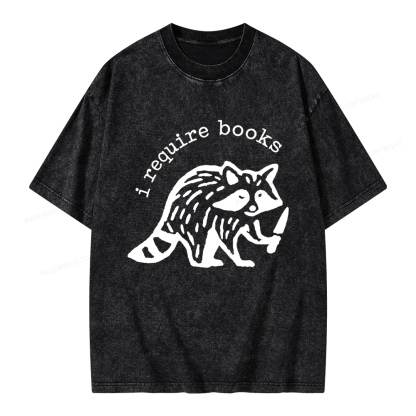 Pagewings I Require Books Unisex Washed T-shirt