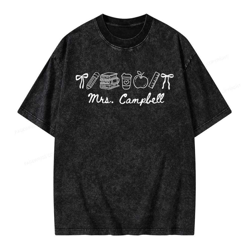 Pagewings Personalized Name Teacher Unisex Washed T-shirt