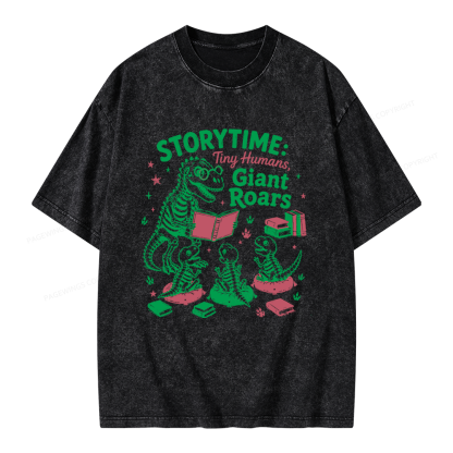 Pagewings School Librarian Dinosaur Unisex Washed T-shirt