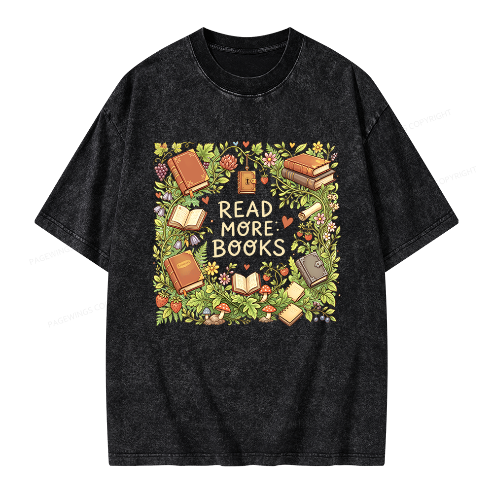 Pagewings Read More Books Unisex Washed T-shirt