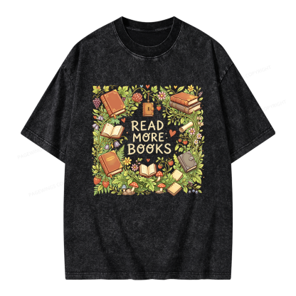 Pagewings Read More Books Unisex Washed T-shirt
