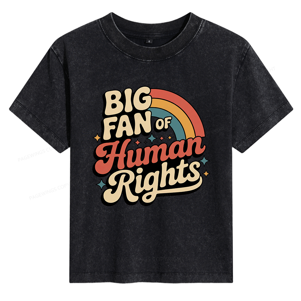 Pagewings Big Fan of Human Rights 15448 Bookish Women's Washed T-shirt