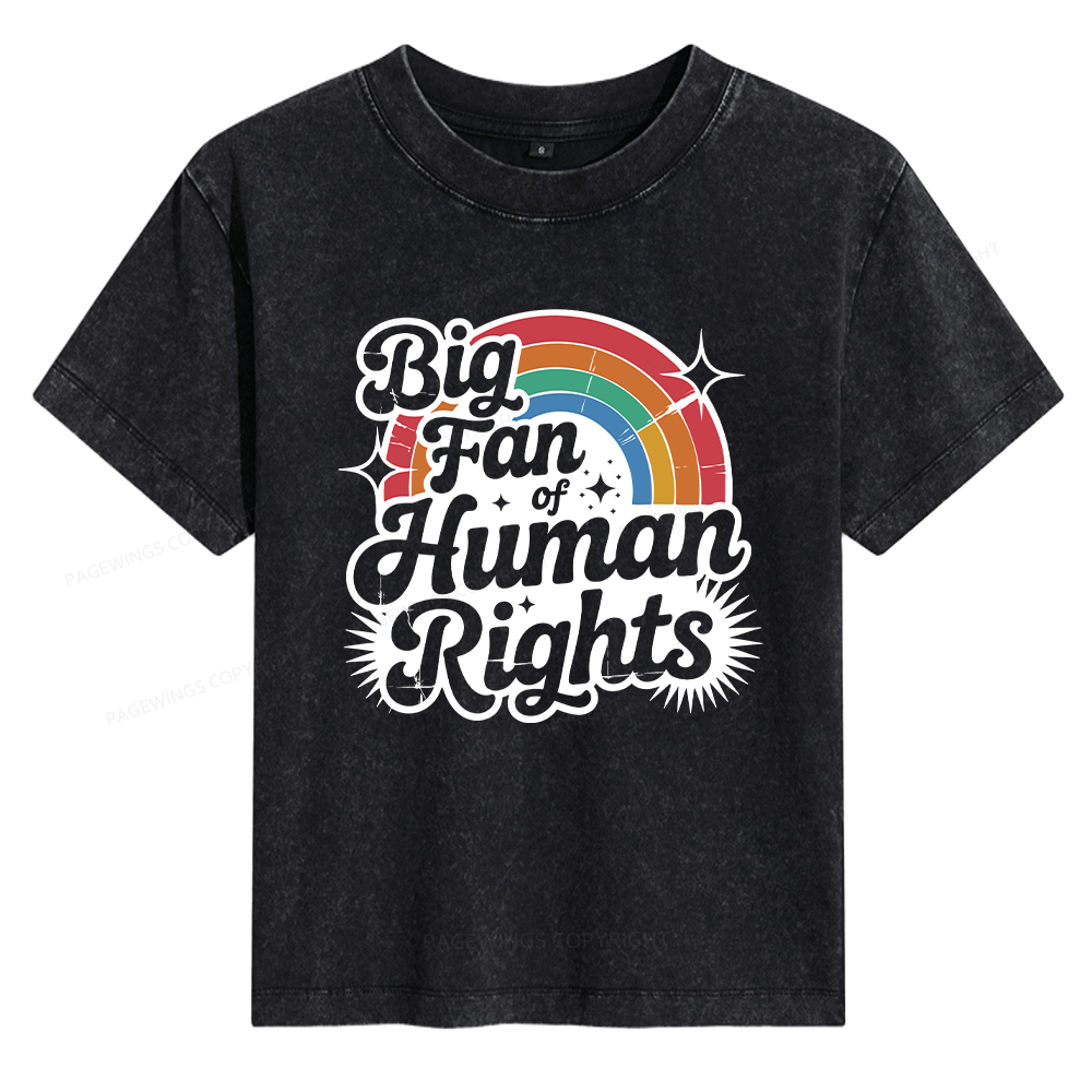 Pagewings Big Fan of Human Rights 15985 Bookish Women's Washed T-shirt