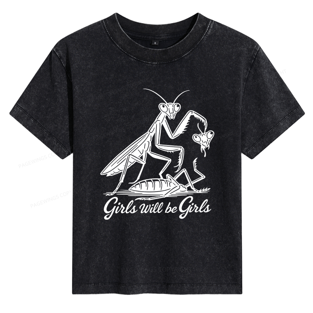 Pagewings Girls Will Be Girls 15503 Bookish Women's Washed T-shirt