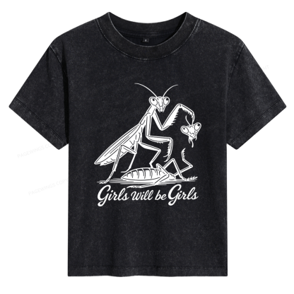 Pagewings Girls Will Be Girls 15503 Bookish Women's Washed T-shirt