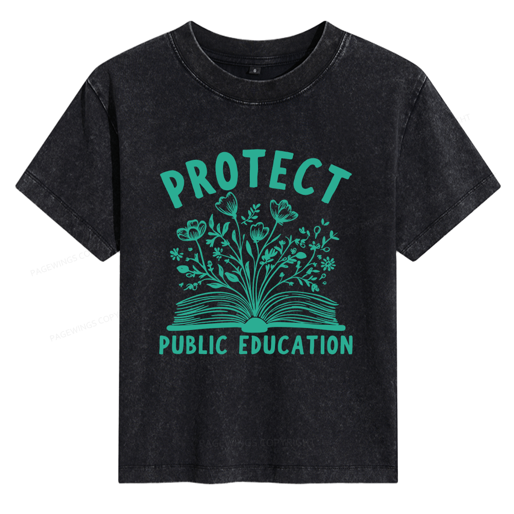 Pagewings Protect Public Education 15808 Bookish Women's Washed T-shirt