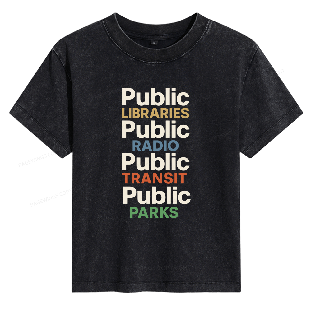 Pagewings Public Libraries 15687 Bookish Women's Washed T-shirt