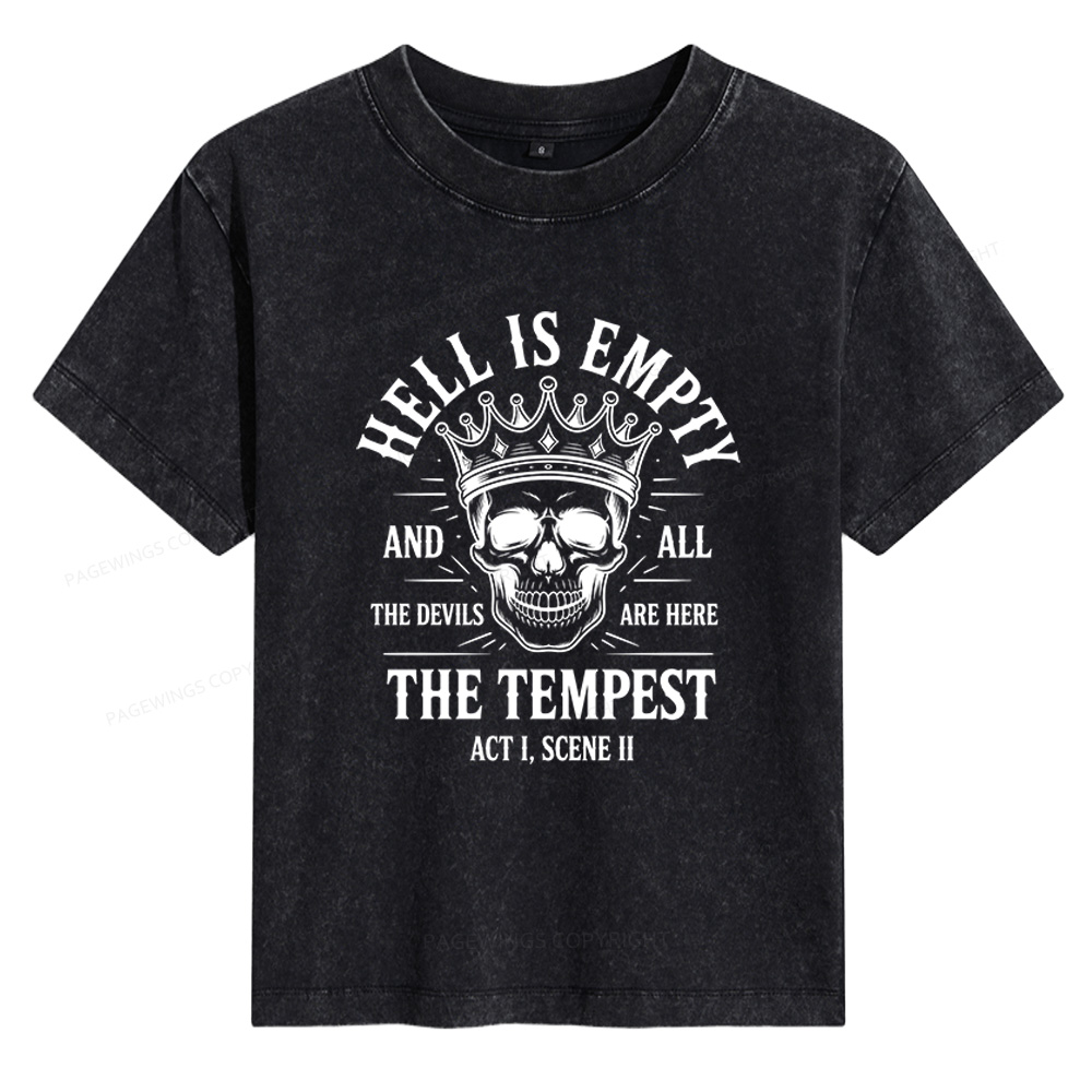Pagewings Hell is Empty and All The Devils are Here Bookish Women's Washed T-shirt