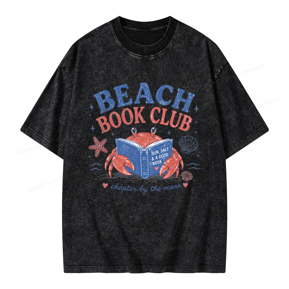 Pagewings Beach Book Club Unisex Washed T-shirt