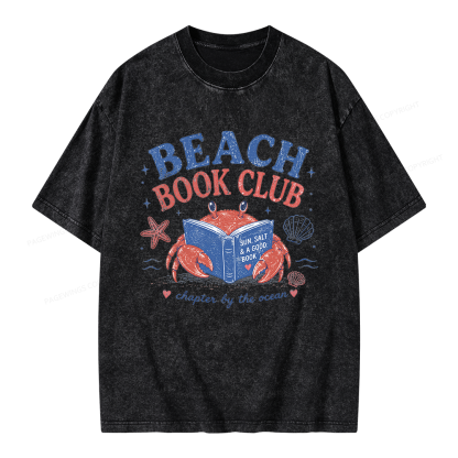 Pagewings Beach Book Club Unisex Washed T-shirt