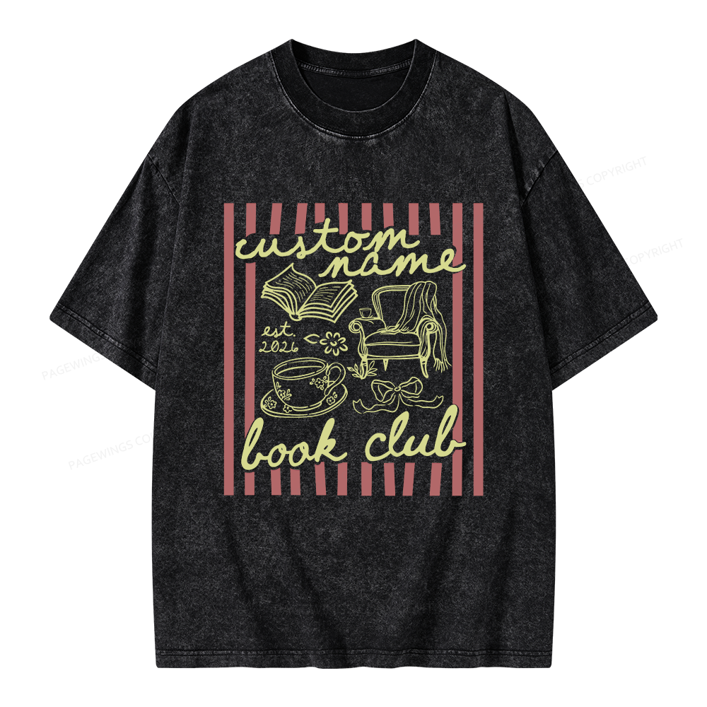 Pagewings Personalized Book Club Unisex Washed T-shirt
