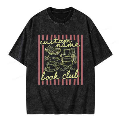 Pagewings Personalized Book Club Unisex Washed T-shirt