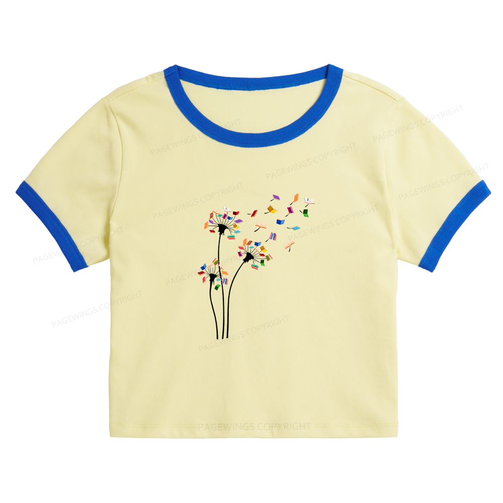 Pagewings Cute Dandelion Books Flower Fly 10035 Bookish Baby Tee Cropped Ringer T-Shirt