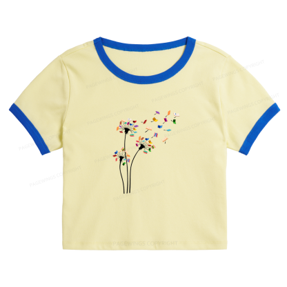 Pagewings Cute Dandelion Books Flower Fly 10035 Bookish Baby Tee Cropped Ringer T-Shirt