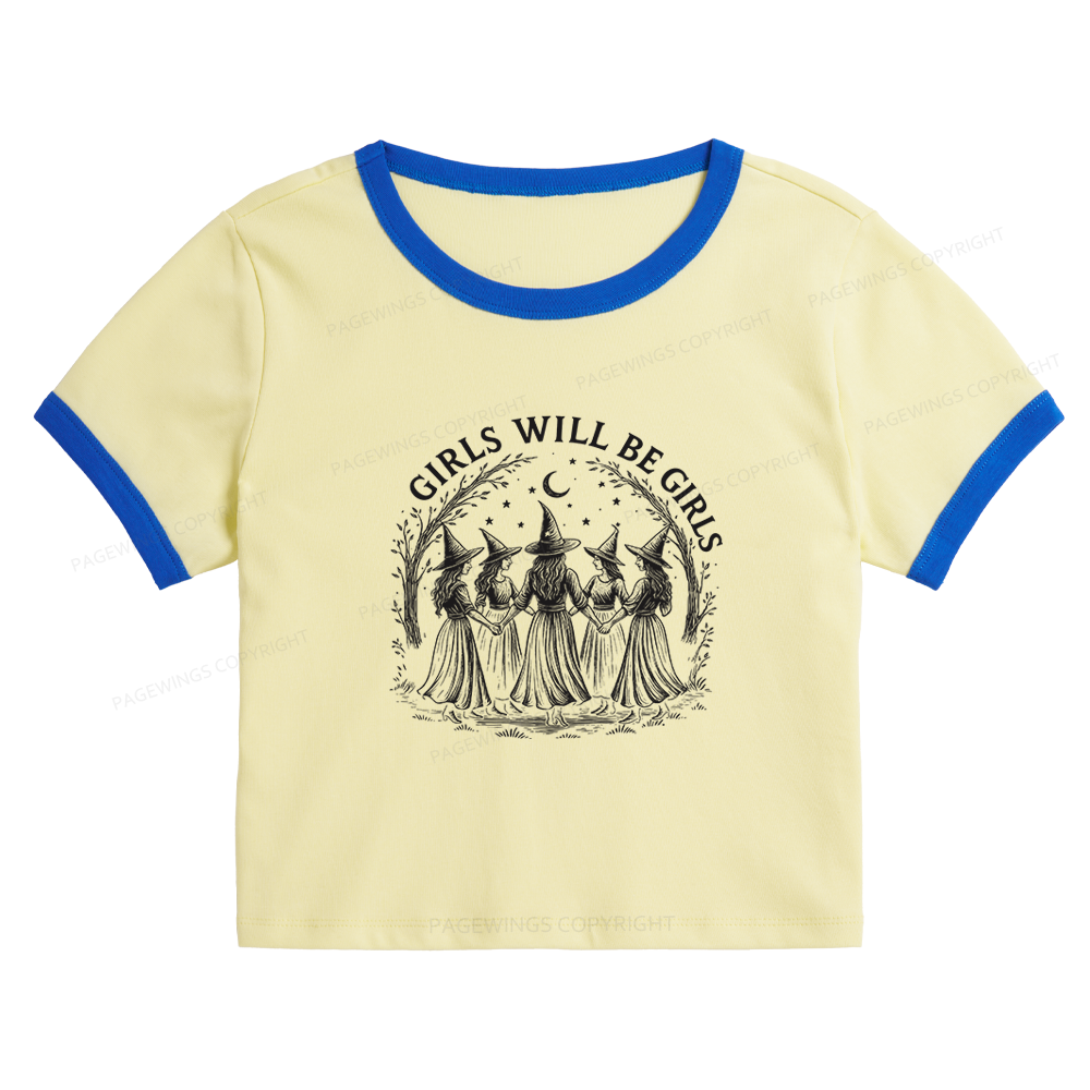 Pagewings Girls Will Be Girls 15692 Bookish Baby Tee Cropped Ringer T-Shirt
