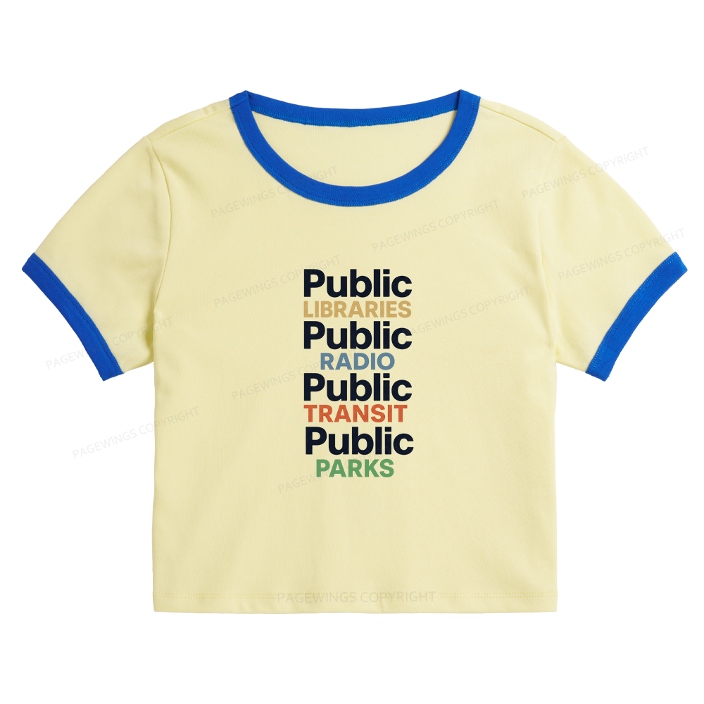 Pagewings Public Libraries 15687 Bookish Baby Tee Cropped Ringer T-Shirt