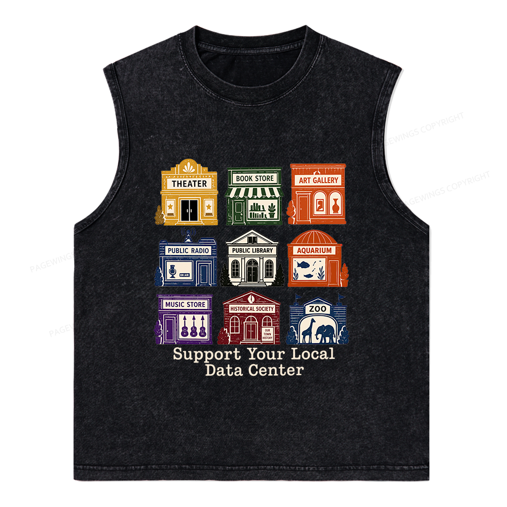 Pagewing Support Your Local Data Center16102 Bookish Unisex Washed Tank Top