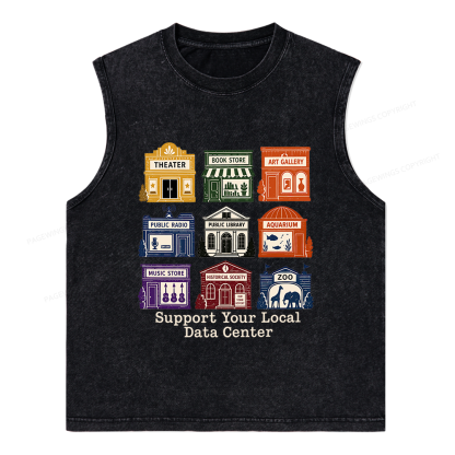 Pagewing Support Your Local Data Center16102 Bookish Unisex Washed Tank Top