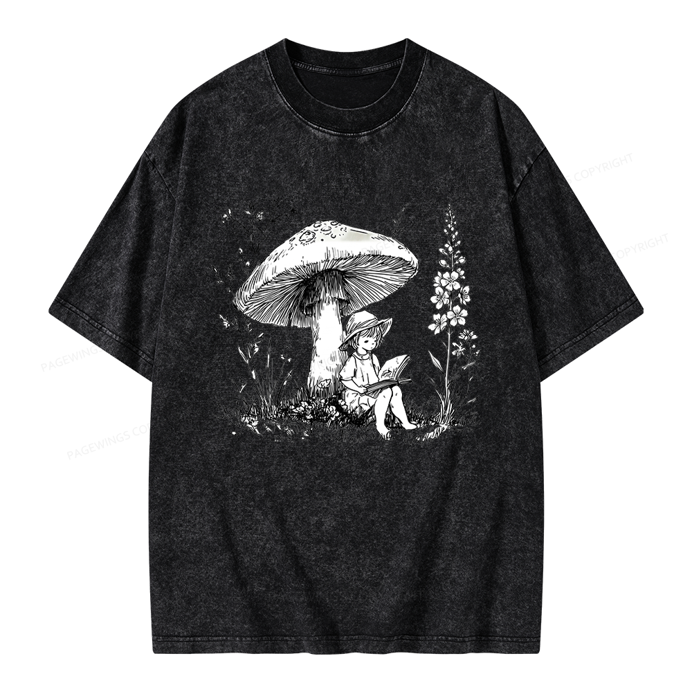 Pagewings Woodland Girl Reading Unisex Washed T-shirt
