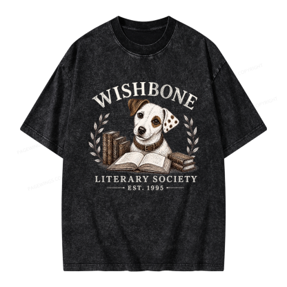 Pagewings Wishbone Literary Society Unisex Washed T-shirt