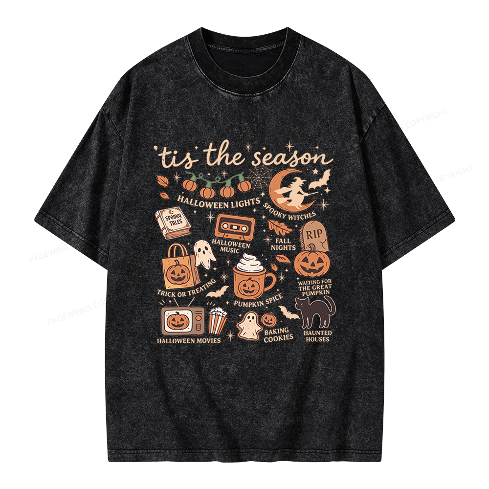 Pagewing Vintage Halloween Unisex Washed T-shirt