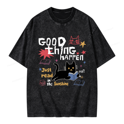 Pagewing Good Thing Happen Weird Unisex Washed T-shirt