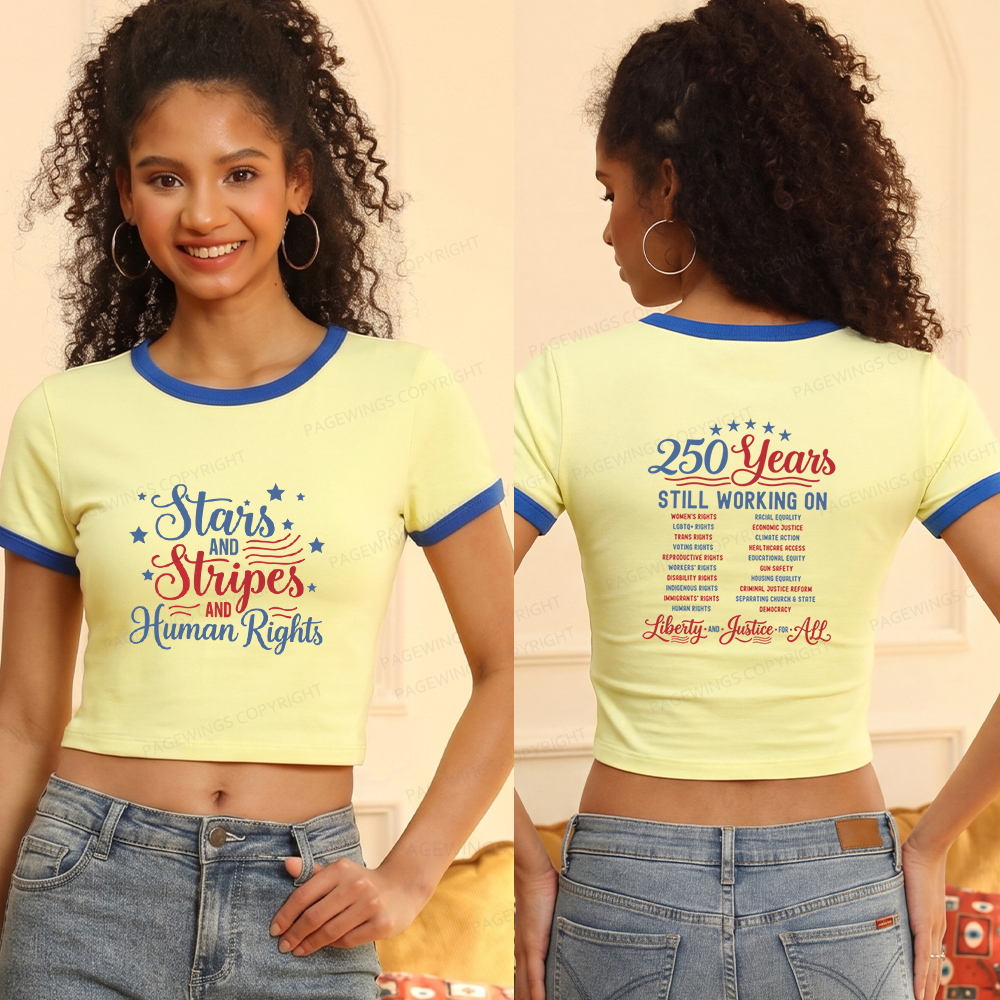 Pagewings Stars and Stripes And Human Rights 15940 Bookish Baby Tee Cropped Ringer T-Shirt