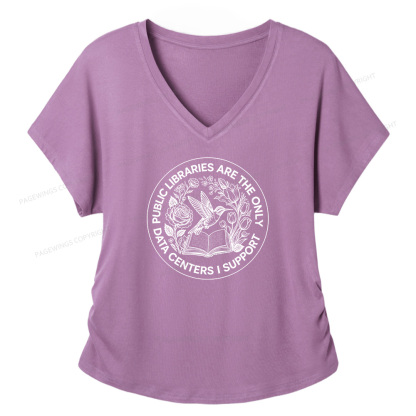 Pagewings Public Libraries are the only Data Centers I Support Soft Women's Modal V-neck T-shirt  