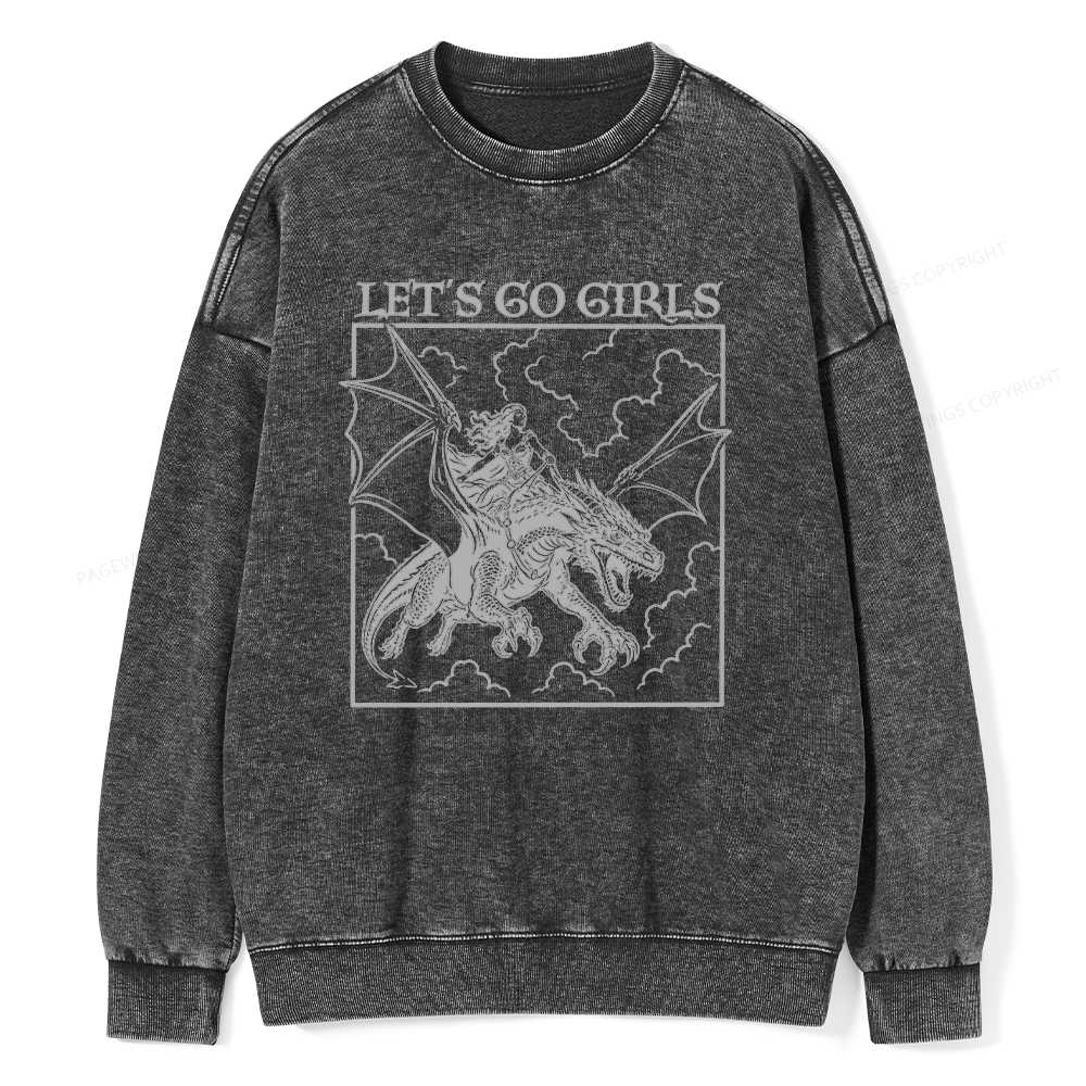 Pagewing Let's Go Girls16145 Read Unisex Washed Sweatshirt