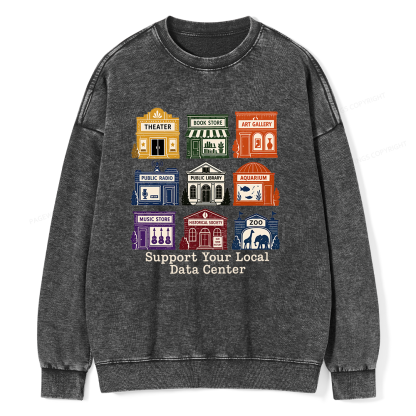 Pagewing Support Your Local Data Center16102 Read Unisex Washed Sweatshirt