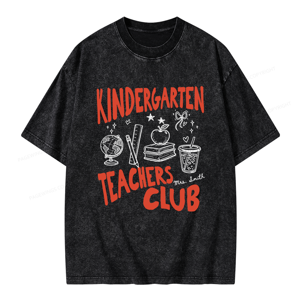 Pagewing Personalized Kindergarten Unisex Washed T-shirt