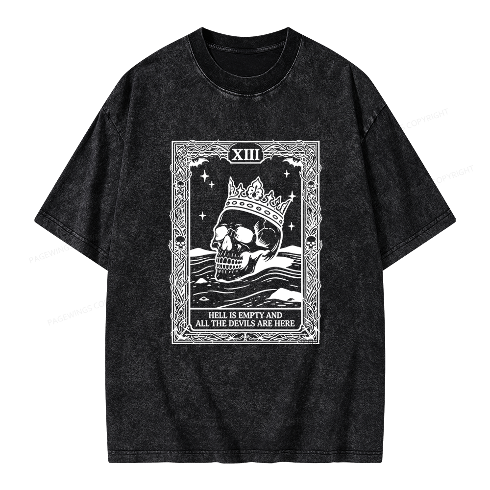 Pagewing Hell Is Empty And All The Devils Are Here Unisex Washed T-shirt