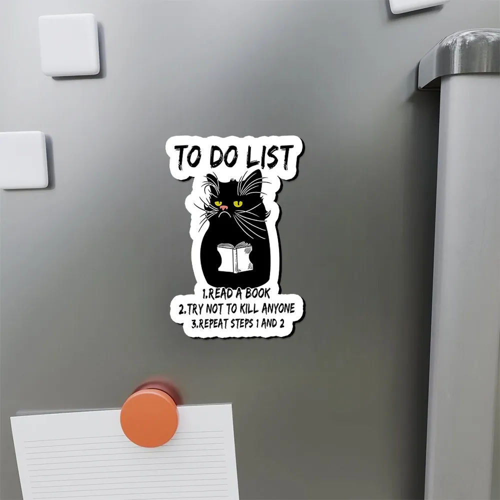 Pagewings Black Cat To Do List Fridge Magnet
