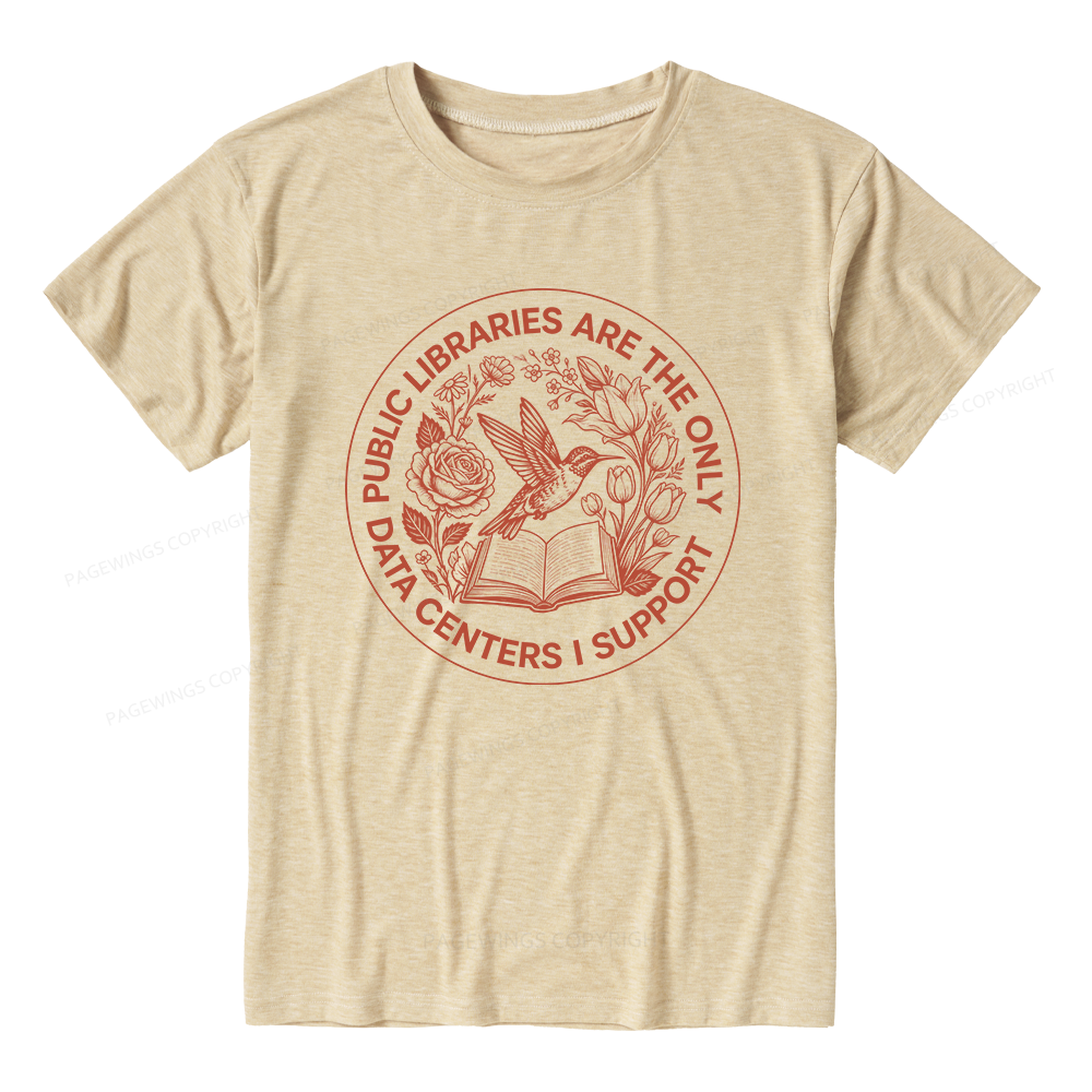 Pagewings Public Libraries are the only Data Centers I Support Bookish Unisex Heather T-Shirt