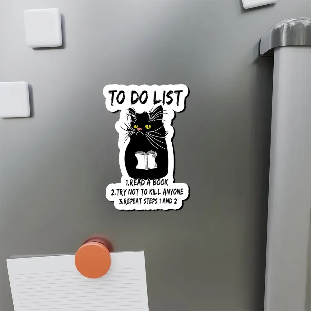 Pagewings Black Cat To Do List Fridge Magnet