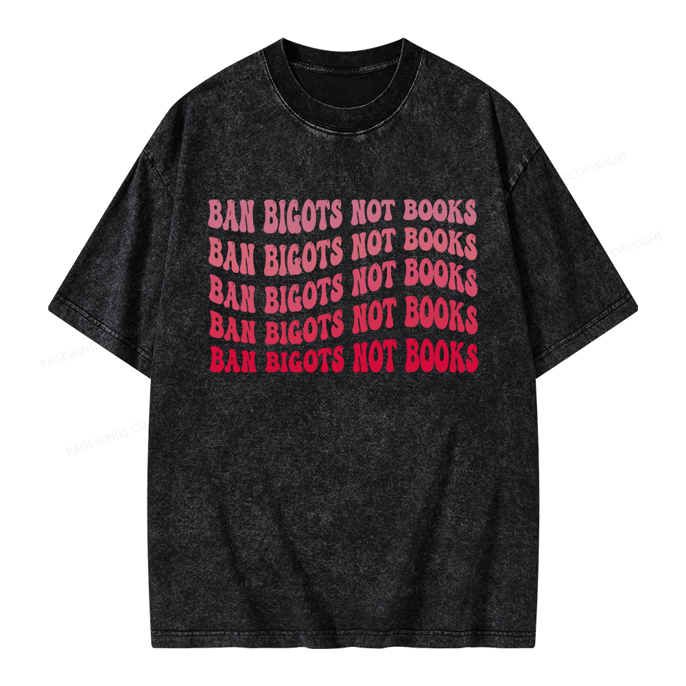 Pagewings Ban Bigots Not Books Unisex Washed T-shirt
