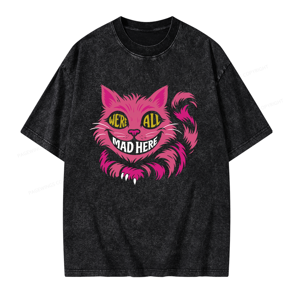 Pagewings We're All Mad Here Unisex Washed T-shirt