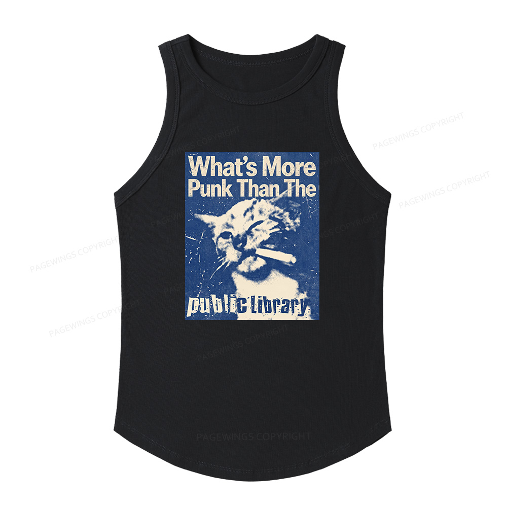 Pagewings Slim Fit What's More Punk Than The Public Library Women's Fitted Tank Top 