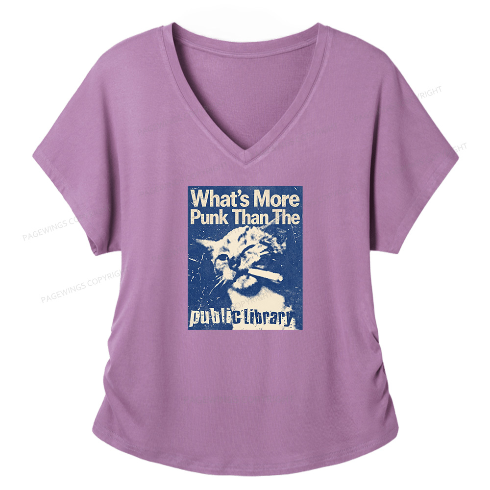 Pagewings What's More Punk Than The Public Library Soft Women's Modal V-neck T-shirt  
