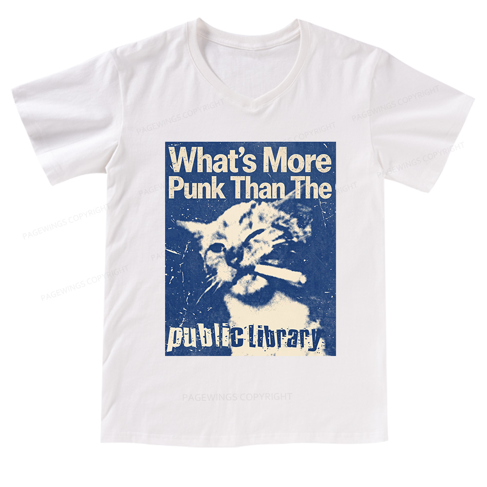 Pagewings What's More Punk Than The Public Library V-neck T-shirt