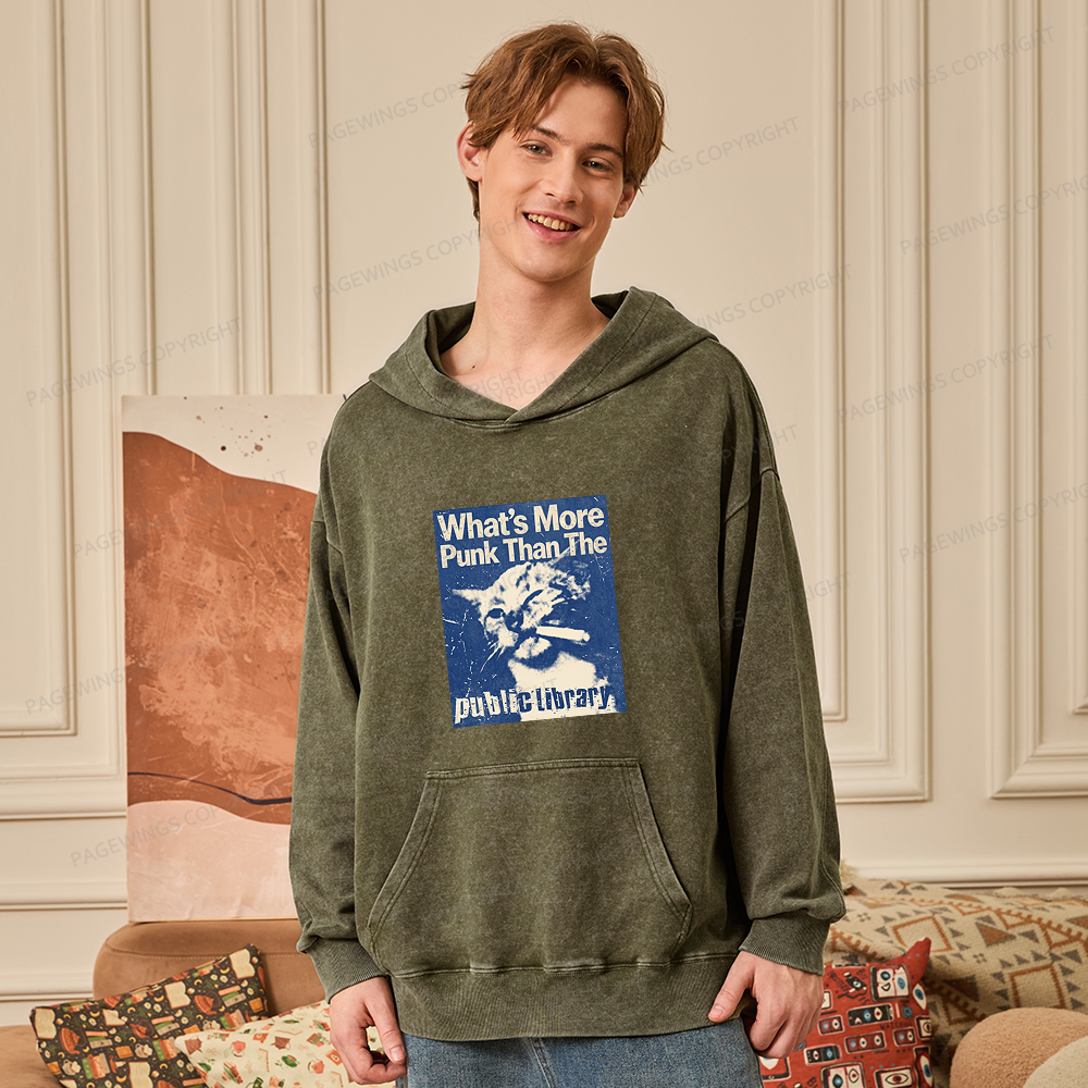 Pagewings What's More Punk Than The Public Library Unisex Washed Hoodie