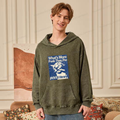 Pagewings What's More Punk Than The Public Library Unisex Washed Hoodie