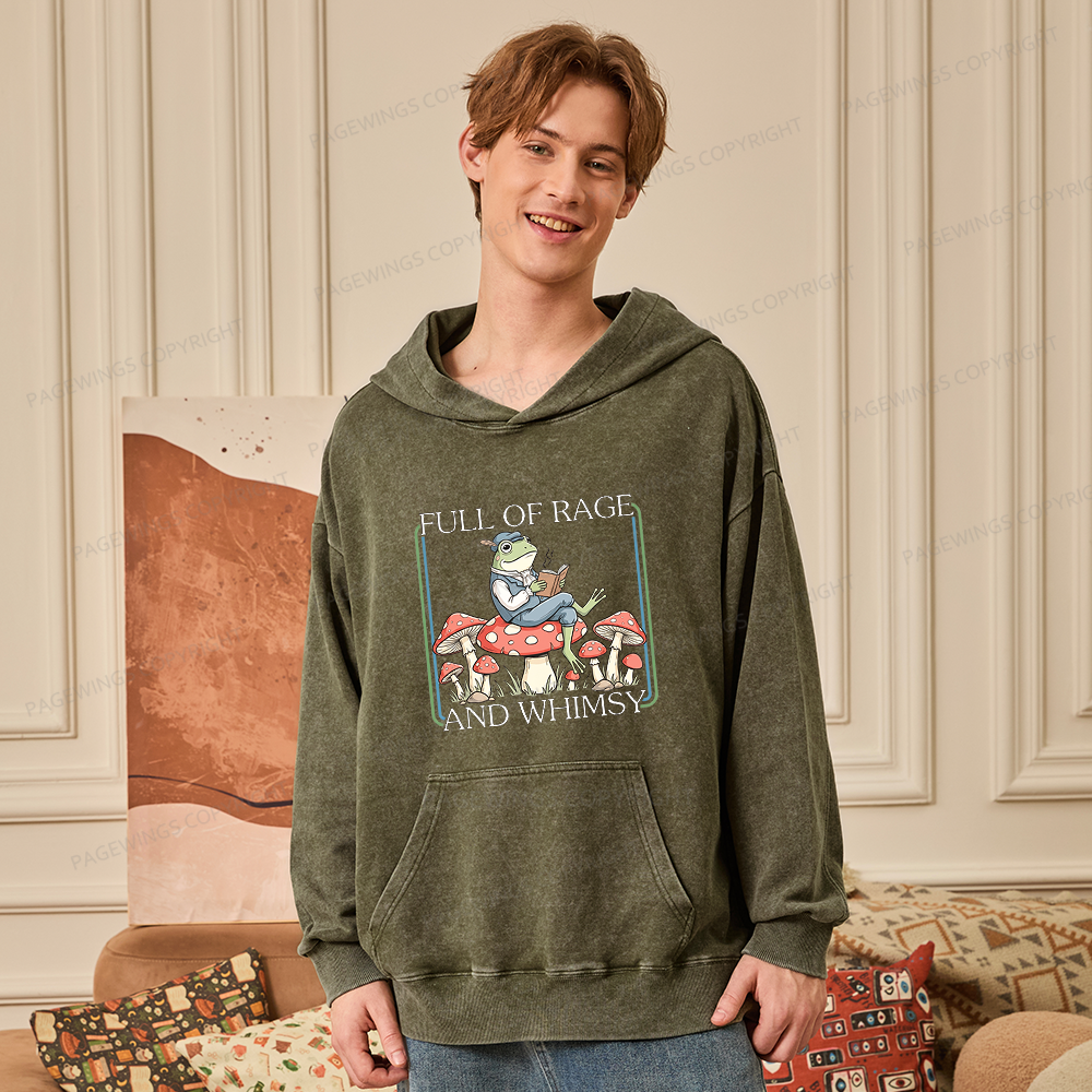 Pagewings Full Of Rage and Whimsy15482 Book Unisex Washed Hoodie