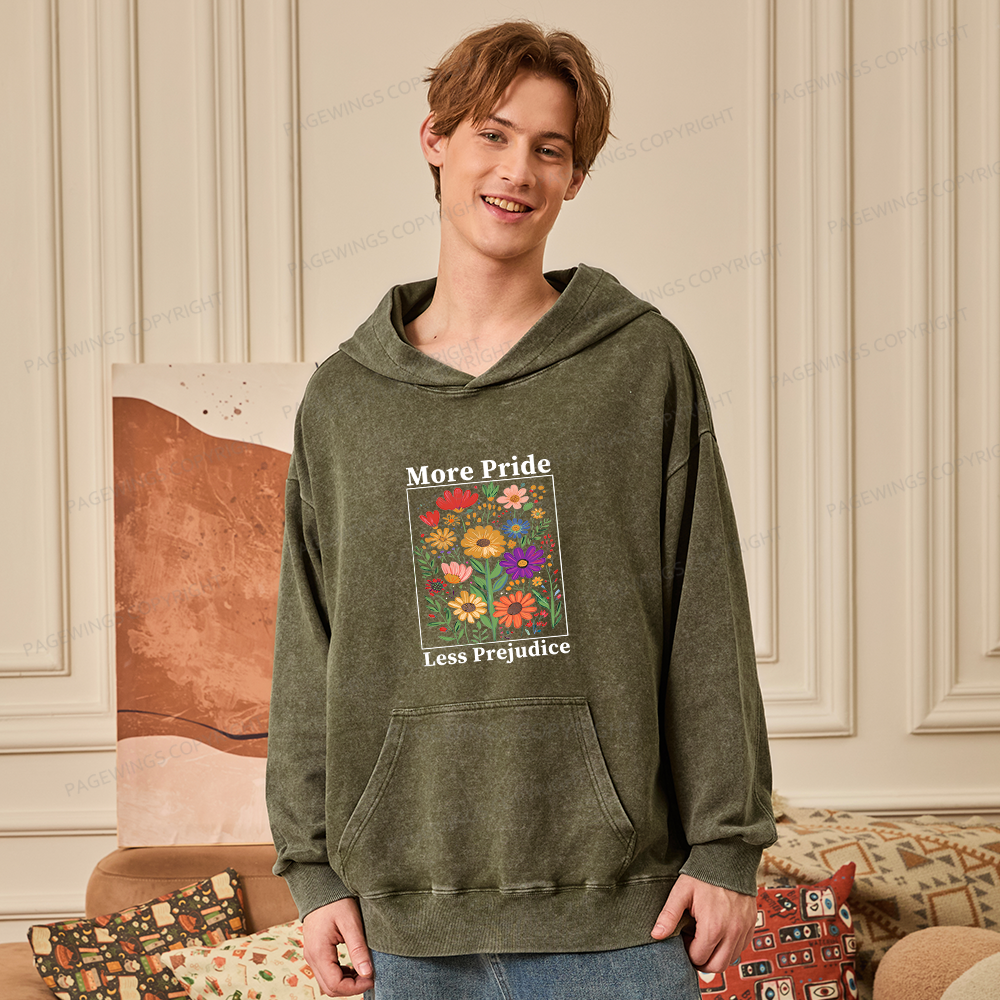 Pagewings More Pride Less Prejudice15752 Book Unisex Washed Hoodie